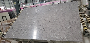Polished Dora Clouds Grey Artificial Marble Slab Wall Floor