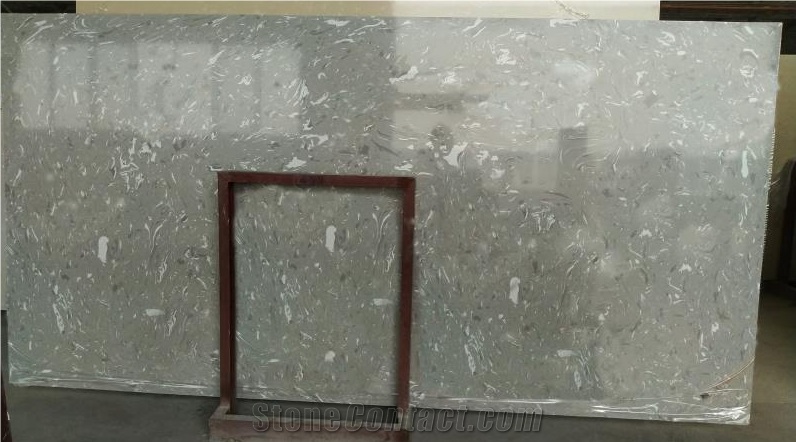 Polished Dora Clouds Grey Artificial Marble Slab Wall Floor