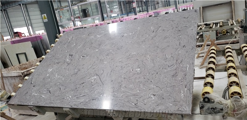 Polished Dora Clouds Grey Artificial Marble Slab Wall Floor