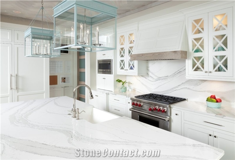 Calacatta Marble Looks Quartz Kitchen Countertop