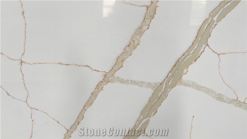 Gold Vein Marble Look Artificial Engineered Quartz Slabs