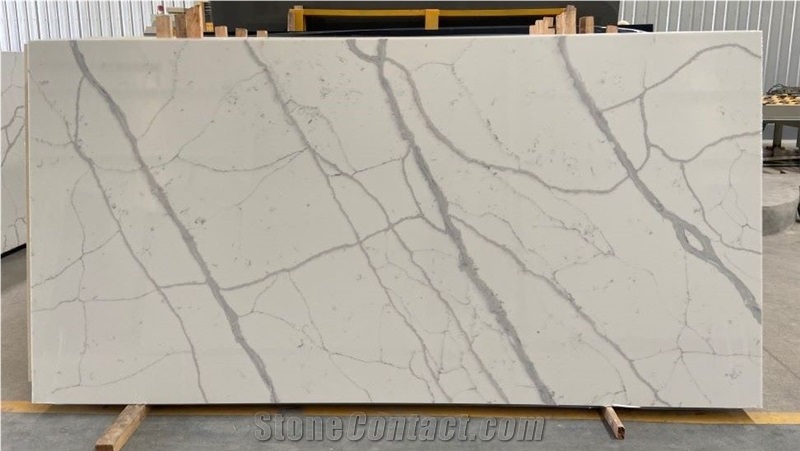 Grey Vein Marble Look Artificial Engineered Quartz Slabs