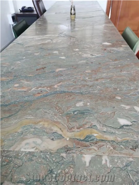 Brown/Green Marble Table Tops Polished/Leathered