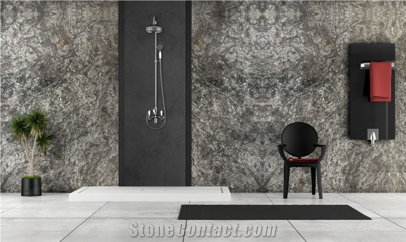 Silver Grey With Black &Gold Patterns Granite Slabs &Tiles