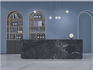 Black Galaxy Oro Marble Kitchen Countertop