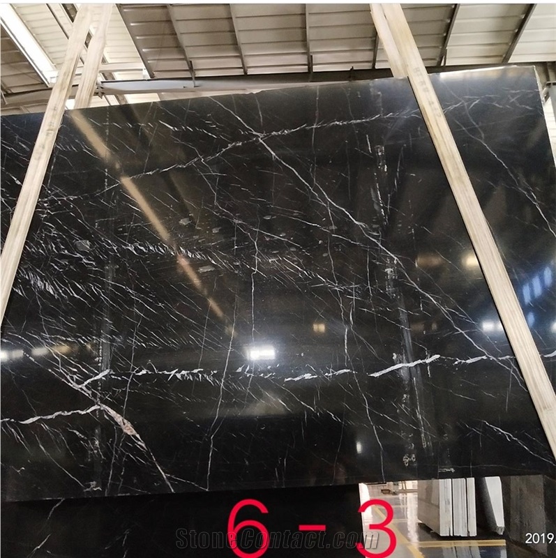 China Black Nero Marquina Marble High Quality Big Slab