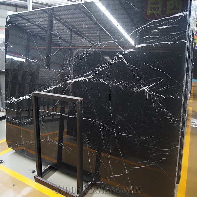 China Cheap Nero Marquina Black Marble Slab Tile