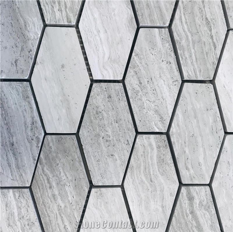 China Guizhou White Wood Grain Marble Mosaic Design