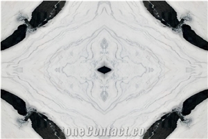 Chinese Panda White Marble Bookmatch Slab Wall Tile