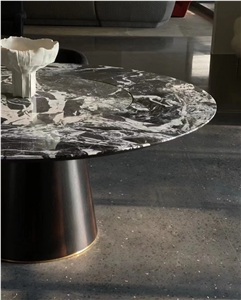 Luxury France Black Marble Coffee Round Top