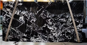 Luxury Napoleon Black Marble Polished Slab Floor Tile