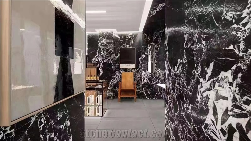 Luxury Napoleon Black Marble Polished Slab Floor Tile