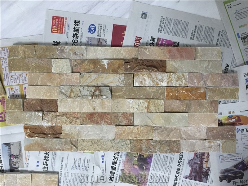 Mixed Color Yellow Culture Stone Veneer Wall Cladding