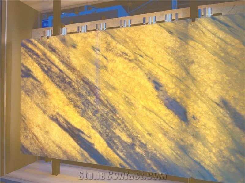 Natural Yellow Crystal Quartzite Slab Floor Tile