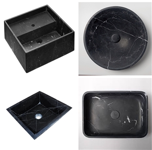Nero Marquina Black Marble Bathroom Vanity Sink