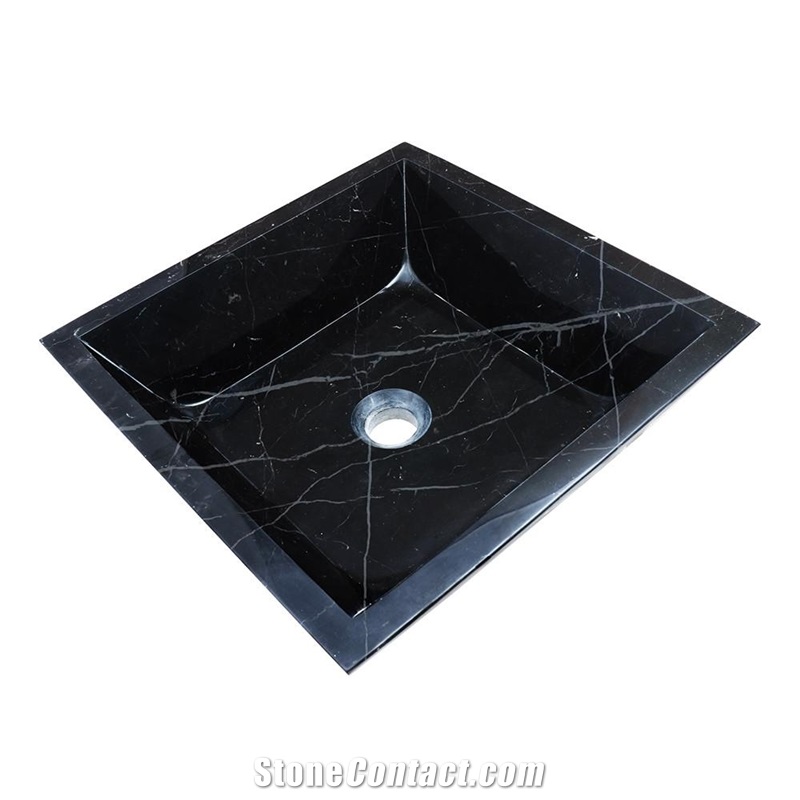 Nero Marquina Black Marble Bathroom Vanity Sink