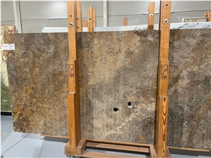 Travertino Titanium Silver Oro Slabs