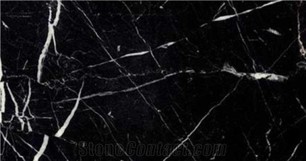 Black Nero Marquina With White Veins, Black Marble Slabs