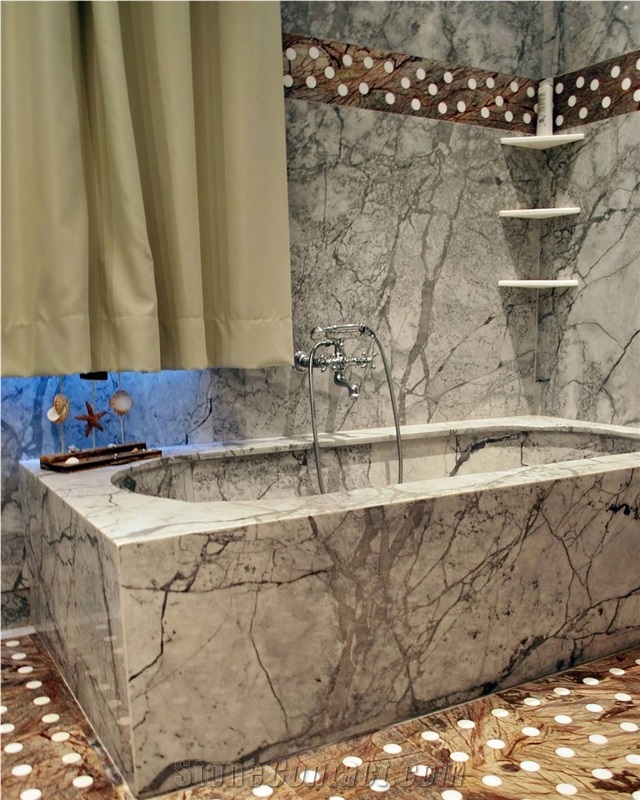 Elikon Crown Marble Bathtub Surround And Tub Deck