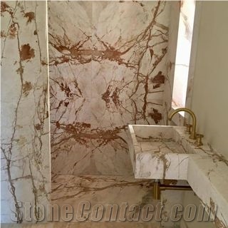Ellikon Red Vein Marble Bathroom Countertop, Vanity Top