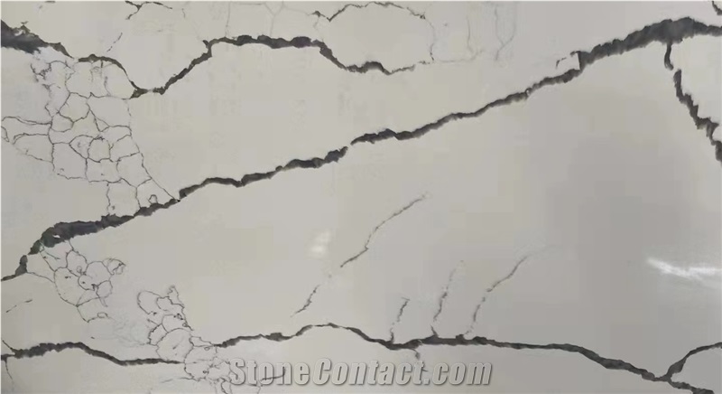 Popular Calacatta White Quartz Stone A Quality Slabs