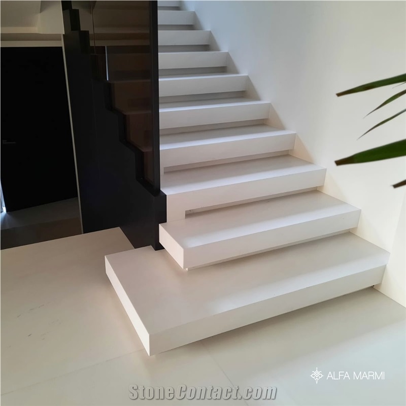 Bianco Perlino Marble Staircase
