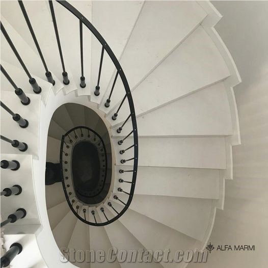 Bianco Perlino Marble Staircase