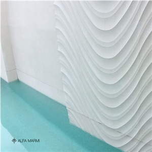 Trani Biancone Marble 3D Wave Wall Panel By CNC Machine