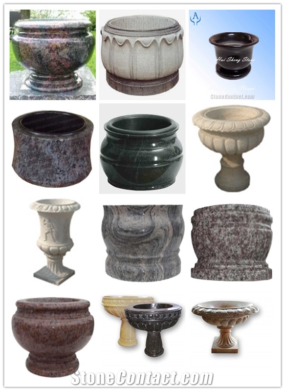 Granite Black Vases For Monuments, Shanxi Black Granite Memorial Vases