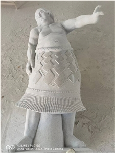 White Granite Gardon Sculpture Stone Sumo Wrestler