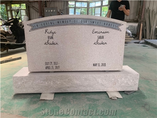 American Style Pearl White Granite Tombstones & Headstone