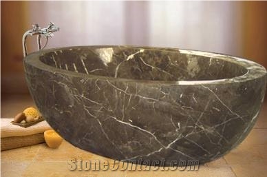 Black Marble Free Standing Bath Tub Natural Stone Bathtub