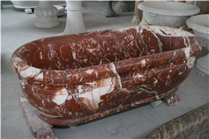 Custom Freestanding Bath Tub Red Marble Marble Bathtub