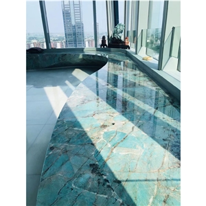 Custom Luxury Stone Green Stone Curve Bar Top