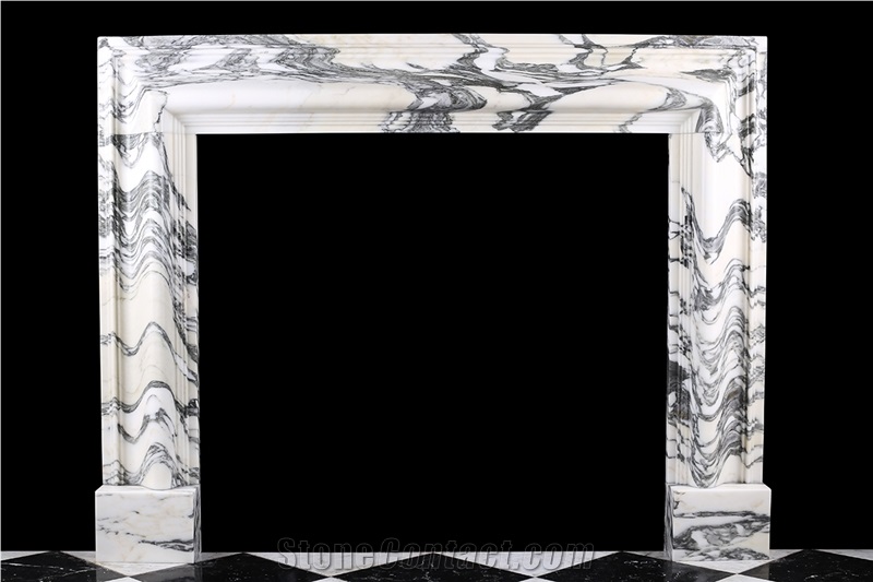 Customized Black White Marble Fireplace Wholesale Price