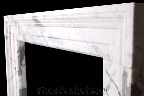 Decorative Italian White Statuary Marble Fireplace Mantel