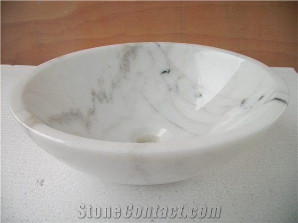 Elegance Wash Basin White Marble Bathroom Sink &Wash Basin