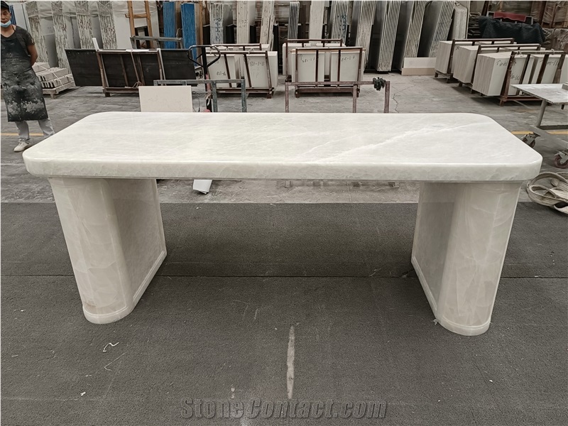 Elegent Hotel Design Snow White Onyx Stone Custom Table