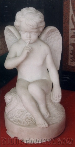 European Style Garden Decoration White Marble Child Statue
