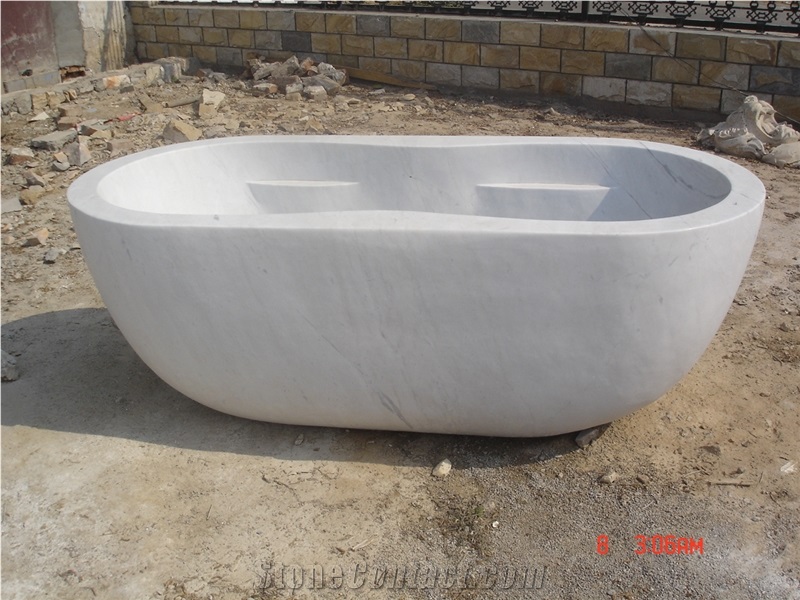 Freestanding Marble Bathroom Deep Oval Design Bath Tub