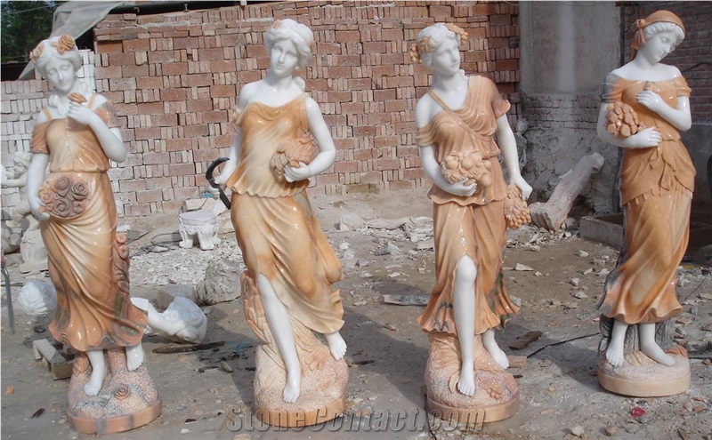Girl Women White Marble Sculpture, Angel Marble Staue