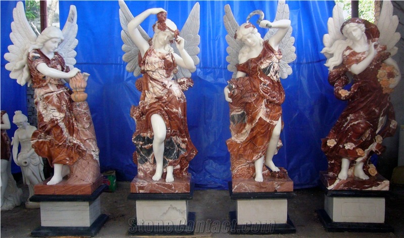 Girl Women White Marble Sculpture, Angel Marble Staue