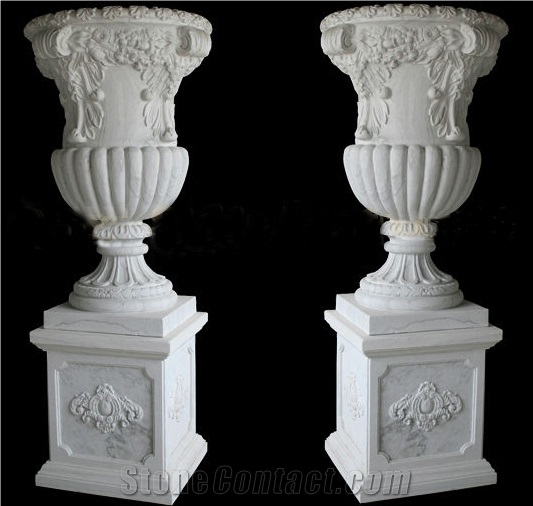 Hand Carved Decoration Natural Stone Flower Pot