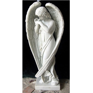 Life Size White Marble Standing Angel Statues For Sale