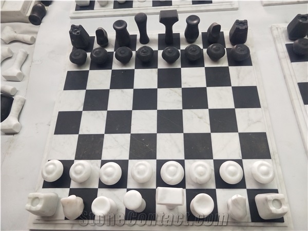 Marble Chess Set, Black And White Chess Board Game Set