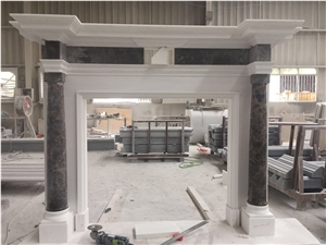 Modern Hand Carved French White Marble Fireplace Surround