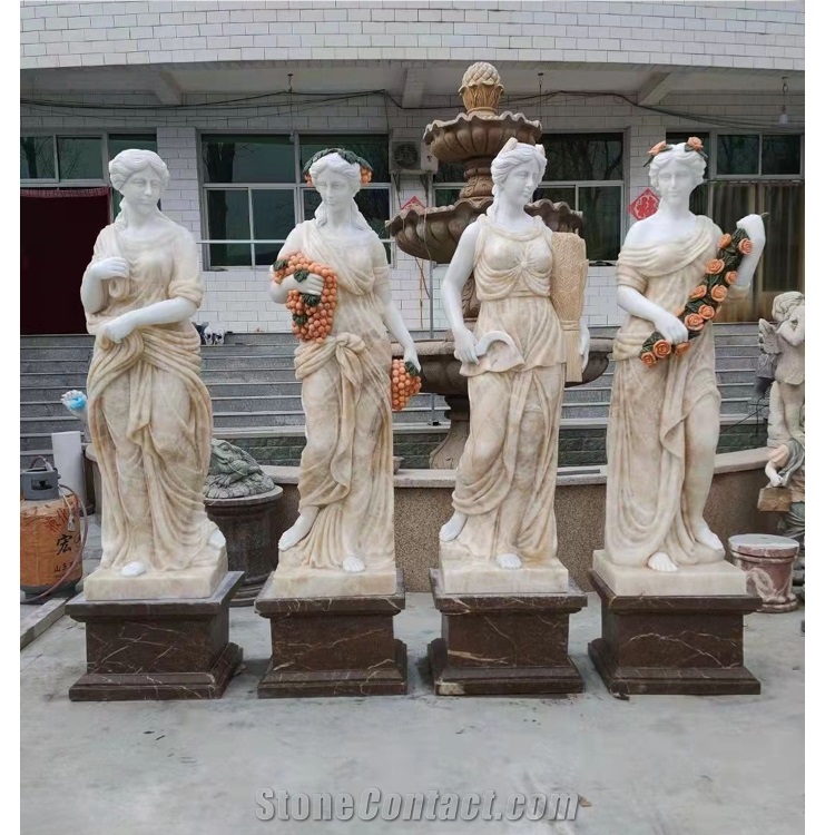 Beautiful Carved Onyx Marble Four Season Godess Statue