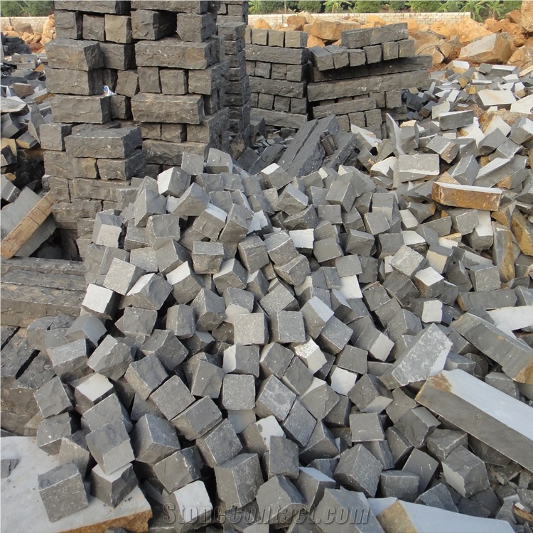 Natural Flamed Basalt Stone Cubes Stone
