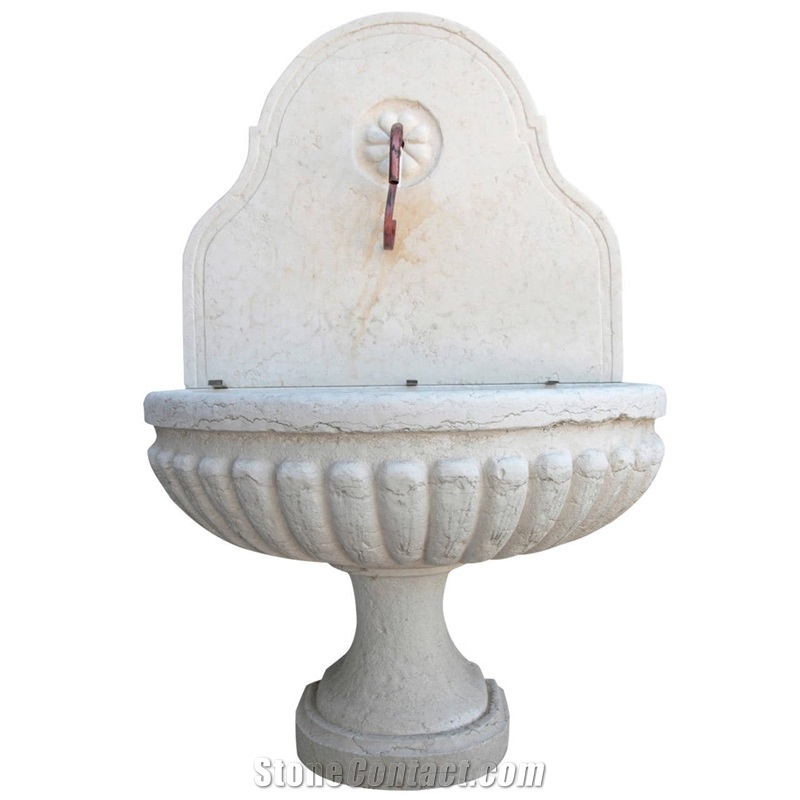 Outdoor Classic White Marble Garden Wall Mounted Fountain