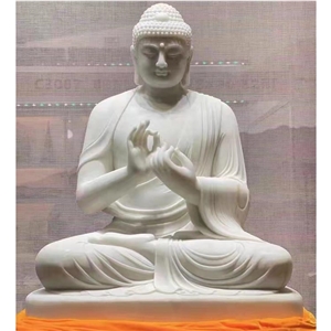 Polished Sichuan White Marble Human Sculpture Buddha